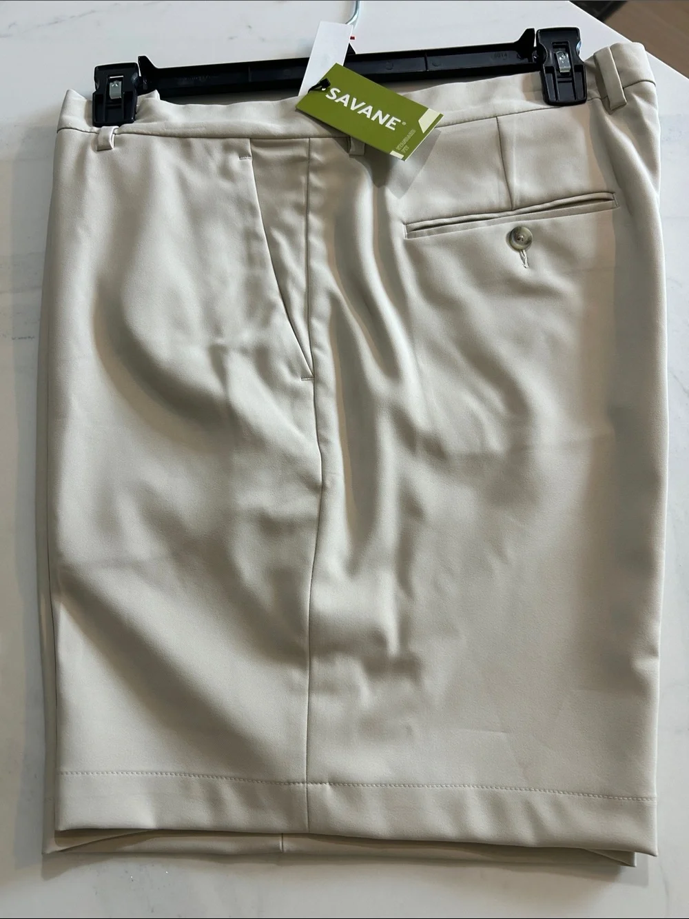 Savane Men’s Flat Front Shorts in Light Cream